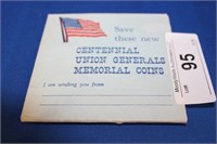 CENTENNIAL UNION GENERALS MEMORIAL COINS