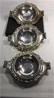 Three silver plated serving bowls