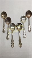 Six sterling silver soup spoons