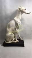 Ardalt white glazes ceramic seated greyhound dog.