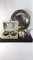 Russian bowls, Towle sterling, Steiff sterling