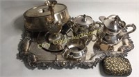 Collection of silver plated items: