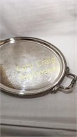 Large two-handled silver plated tray