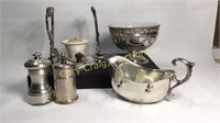 Collection of silver plated items:
