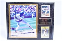 Rickey Henderson Autographed Photo with Cards