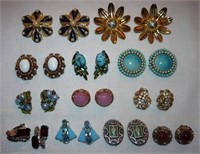 variety of clip on earrings - 14 pairs - beaded,