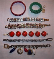 50's, 60's bracelets: 7 -orange, patriotic (parts