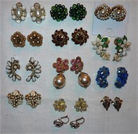 variety of clip on earrings - 14 pairs - beaded,