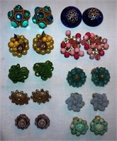 10 sets of beaded, gems earrings (some without