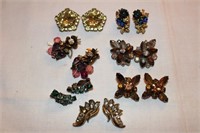 7 sets of colored stone clip on earrings (1