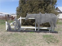 Life size steel cutout horse, cowboy and dog