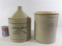 Grès: cruche + pot 2 gals stoneware jar and a jug