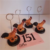 4 ROOSTER PLACECARD HOLDERS 5 IN