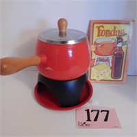 FONDUE POT ON STAND WITH RECIPE BOOK