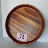 LARGE DECORATIVE WOODEN BOWL BY THRESHOLD 16 IN