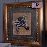 FRAMED AND MATTED ZEBRA PRINT 22X20