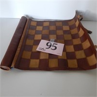 ROLL-UP LEATHER CHECEKER BOARD WITH CHECKERS
