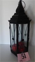 METAL AND GLASS CANDLE LANTERN 21 IN