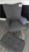 LIKE NEW MID-CENTURY STYLE CHAIR WITH OTTOMAN