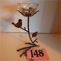 METAL BIRD CANDLE HOLDER 9 IN
