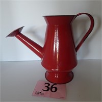 RED METAL WATERING CAN 9 IN