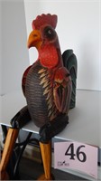 WOODEN ROOSTER WITH JOINTED LEGS 22 IN