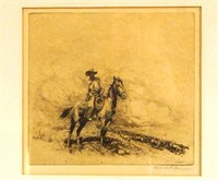Edward Borein etching - "The Trail Boss"