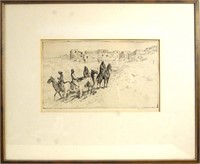 Edward Borein etching - Navajo Visitors