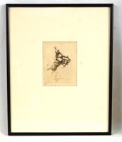Edward Borein etching "Little Bucking Horse"