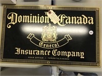 Vintage Dominion Insurance Sign 1940’s