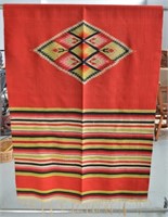 Vtg Mexican Hand Woven Serape Saltillo Blanket