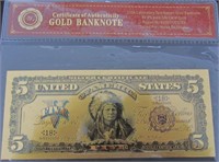 $5 US 24K Gold Plated Fantasy Note