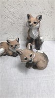 3 fox yard art statues