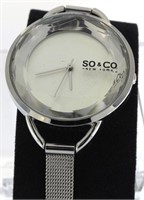 SO & CO New York Ladies Faceted Crystal Dial Watch