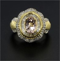 14kt Gold 2.20 ct Kunzite & Diamond Ring