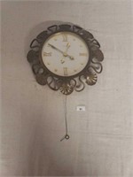 Brass wind up wall clock, Swiss