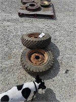 set of rear lawn mower tires and wheels