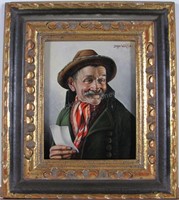 Inge Wolfle 7x5.5 O/B Tyrolean Man in Hat