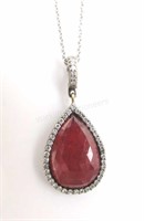 18K White Gold Ruby and Diamond Necklace