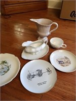 ASSORTMENT OF DISHES -- OLD IRON STONE PITCHER
