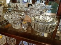 3 PCS LEAD CRYSTAL COVERED CANDY DISH