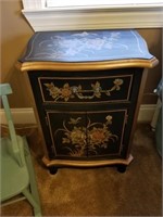 BLACK AND GOLD PAINTED DECOR CHEST
