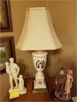 BEAUTIFUL PORTRAIT LAMP IN PINK --TRIMMED IN GOLD