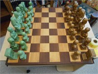 Large 22 3/4"square Wood Board Chess Set