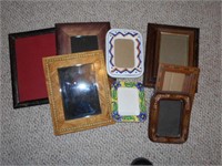 Assorted Picture Frames with 2 Porcelean Frames