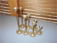 7 Piece set of Brass Candle Holders