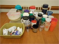 Large Lot of Plastic Cups and Storage Containers