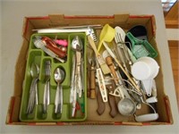 Large Box of Utensils and Cooking Utensils