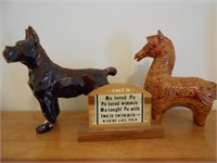 Set of 3 Items Including Dog and Horse