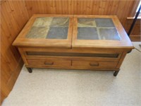 Coffee Table with Sliding Split Top and 2 Drawers